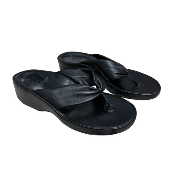 Thierry Rabotin Black Patent Leather Sandal - Bianca Black  Thierry Rabotin leather Made In Italy toe-post thong sandals women\'s sz 7 / 37.5